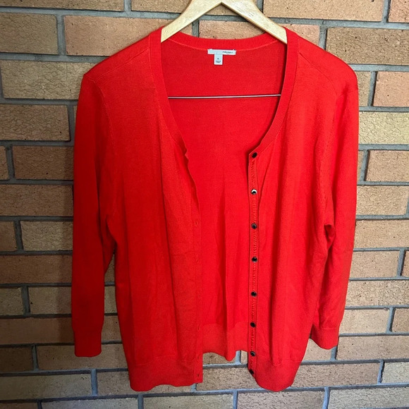 Halogen Size XL Scarlet Red Orange Cardigan Sweater Women Button Top - Picture 1 of 5